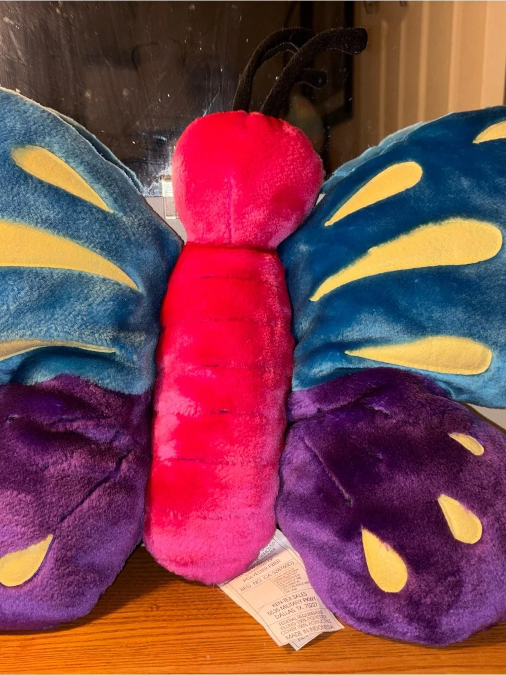 Gund Colorful Butterfly Pillow in Pink, Blue, Purple, Yellow